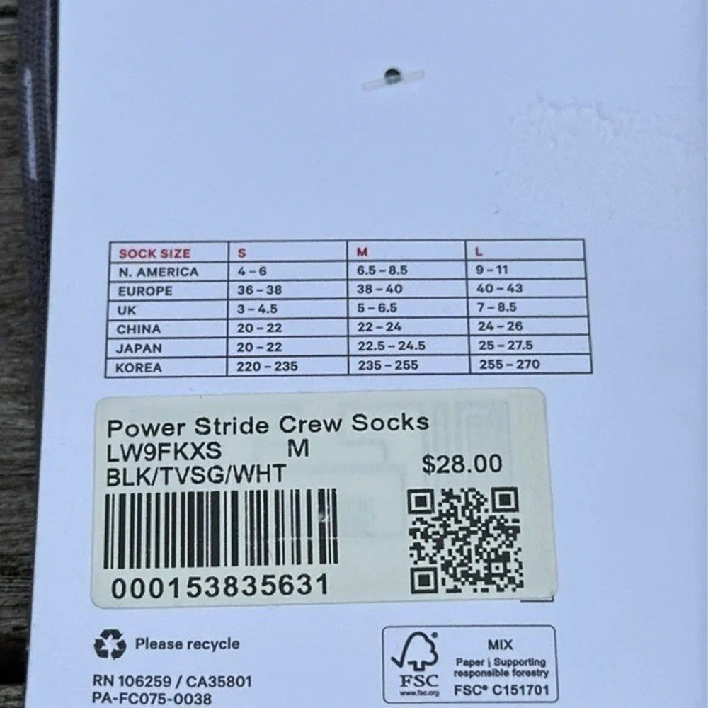 Lululemon Womens Power Stride Crew Socks Reflective Size medium NWT